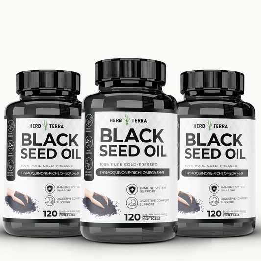 [Bundle of 3] Herb Terra Black Seed Oil 1000mg - Energy, Digestion & Immune Support