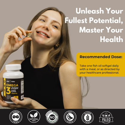 [Bundle of 3] Herb Terra Omega 3 Fish Oil 1000mg - Heart, Brain & Joint Support