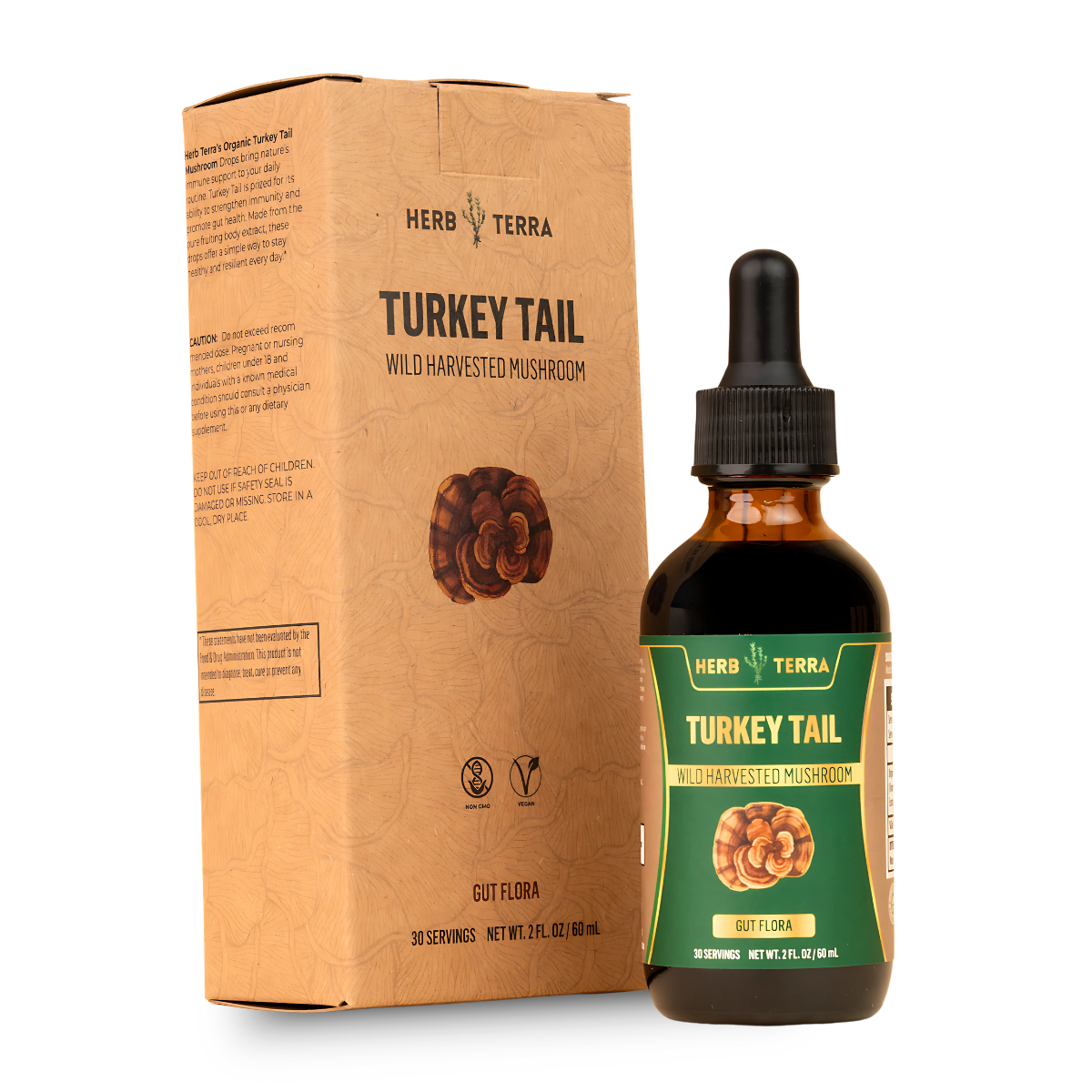 Turkey Tail bottle on white background.
