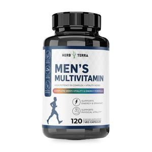 Herb Terra Men's Multivitamin, 120 Veg Capsules: bottle front on white background